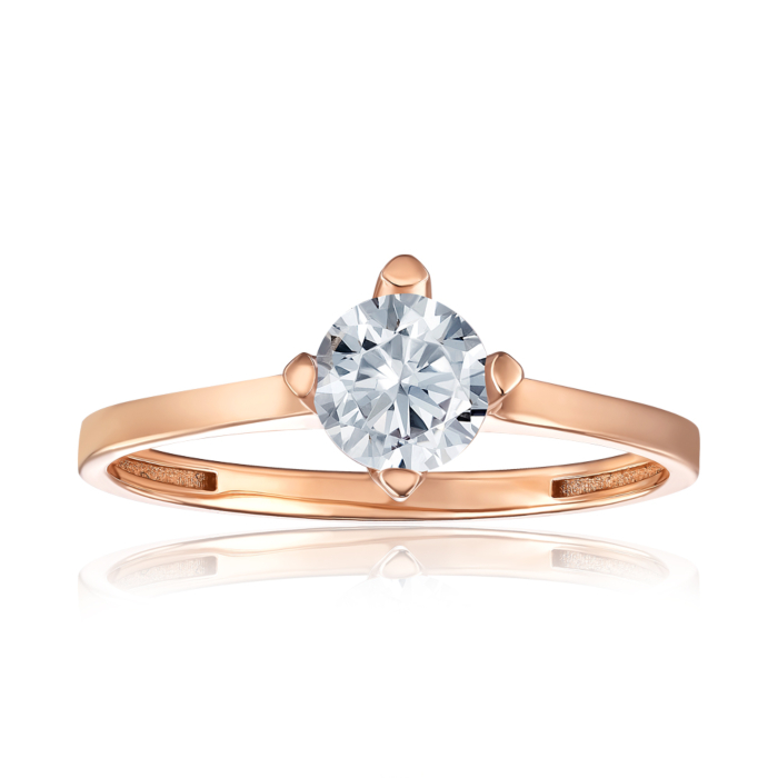 Золота каблучка з фіанітом. Артикул P-R01146-R/01/1