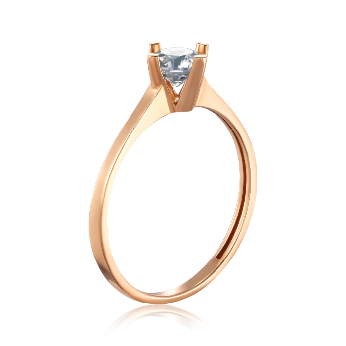 Золота каблучка з фіанітом. Артикул P-R01146-R/01/1