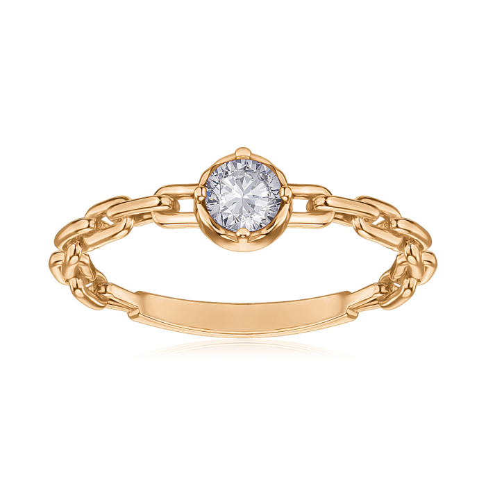 Золота каблучка з фіанітом P-R01147-R/01/1