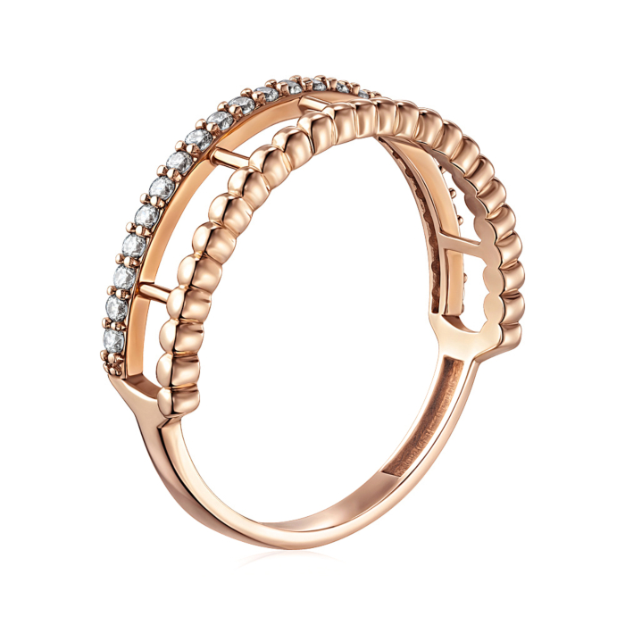 Золота каблучка з фіанітами. Артикул P-R02067-R/01/1