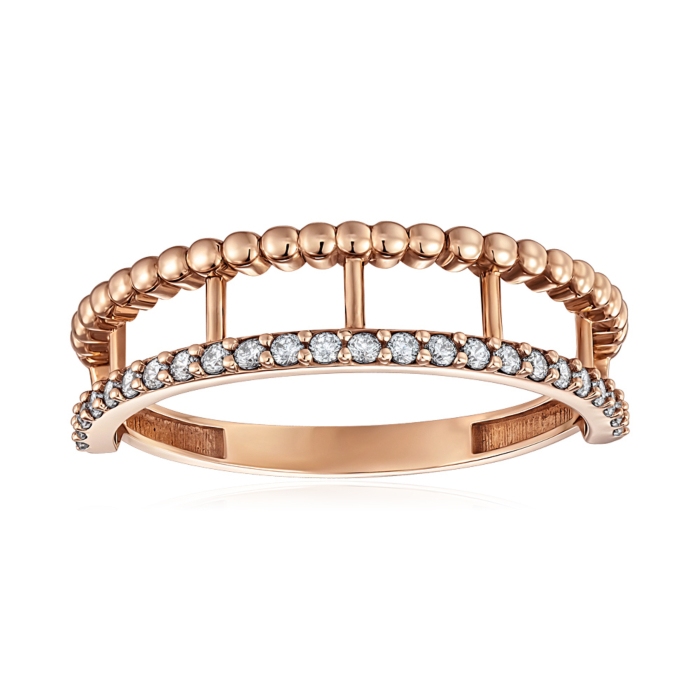 Золота каблучка з фіанітами. Артикул P-R02067-R/01/1