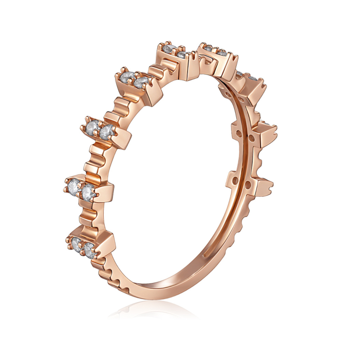 Золотое кольцо с фианитами. Артикул P-R2001-R/01/1