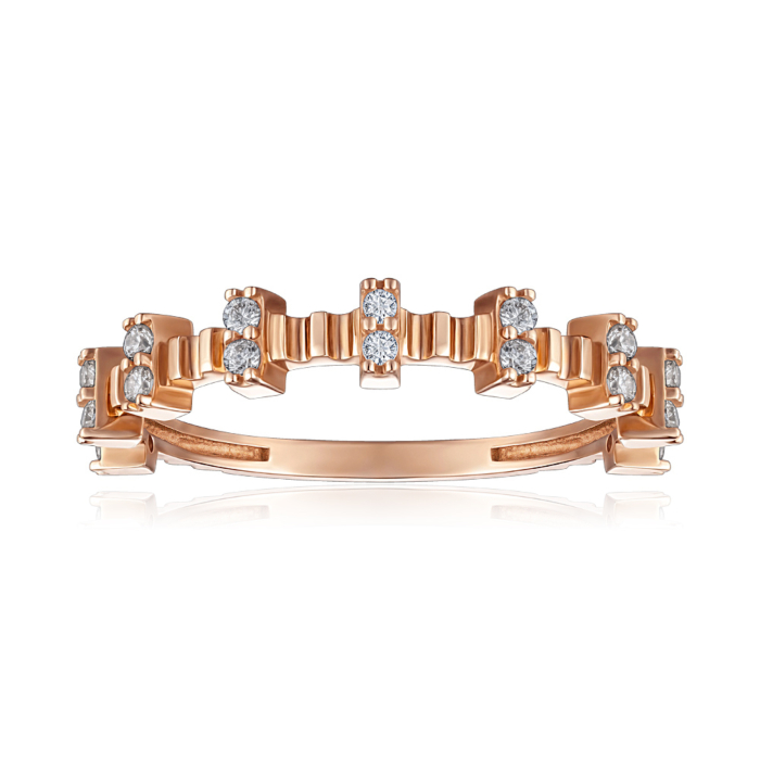 Золотое кольцо с фианитами. Артикул P-R2001-R/01/1