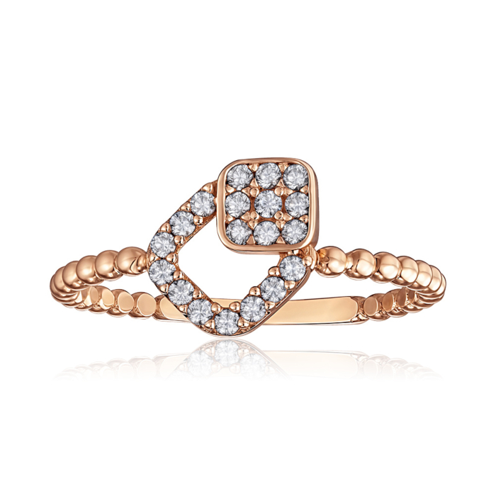 Золота каблучка з фіанітами. Артикул P-R2004-R/01/1