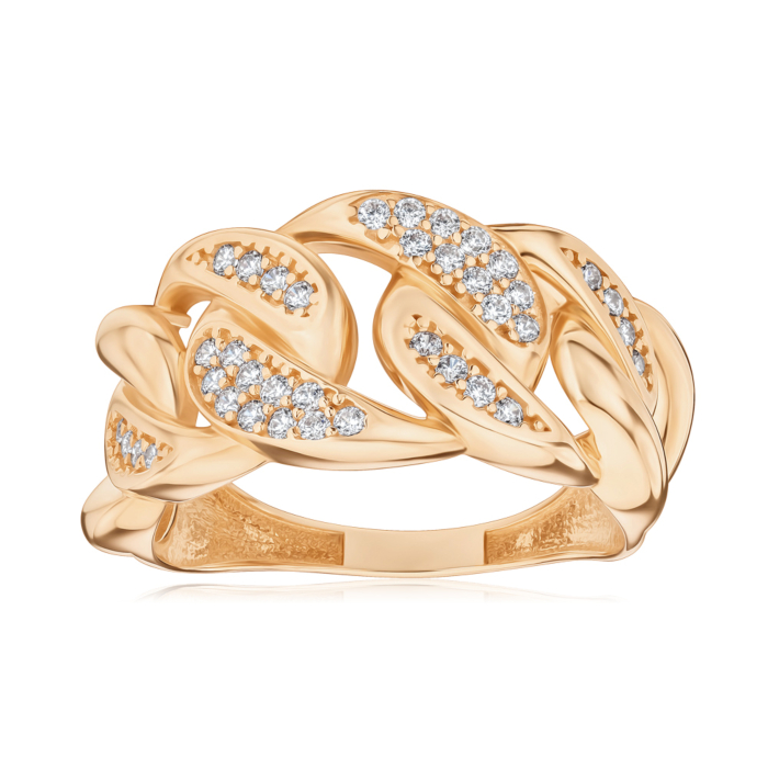 Золота каблучка з фіанітами P-R2025-1-R/01/1