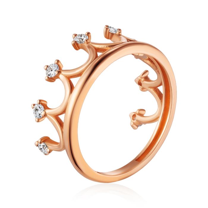 Золотое кольцо Корона с фианитами. Артикул P-R2025-R/01/1