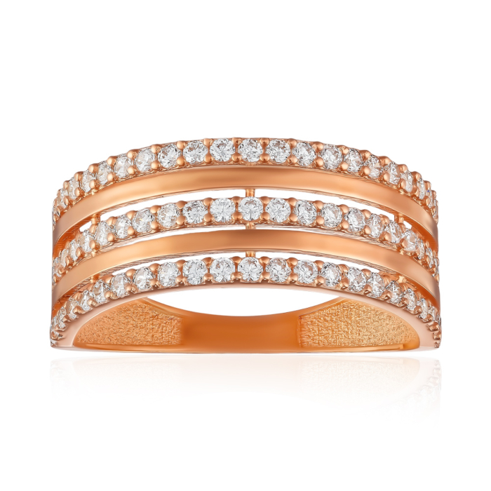 Золота каблучка з фіанітами. Артикул P-R2026-1-R/01/1