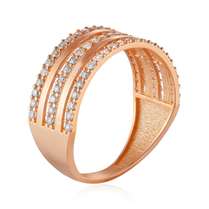 Золота каблучка з фіанітами. Артикул P-R2026-1-R/01/1