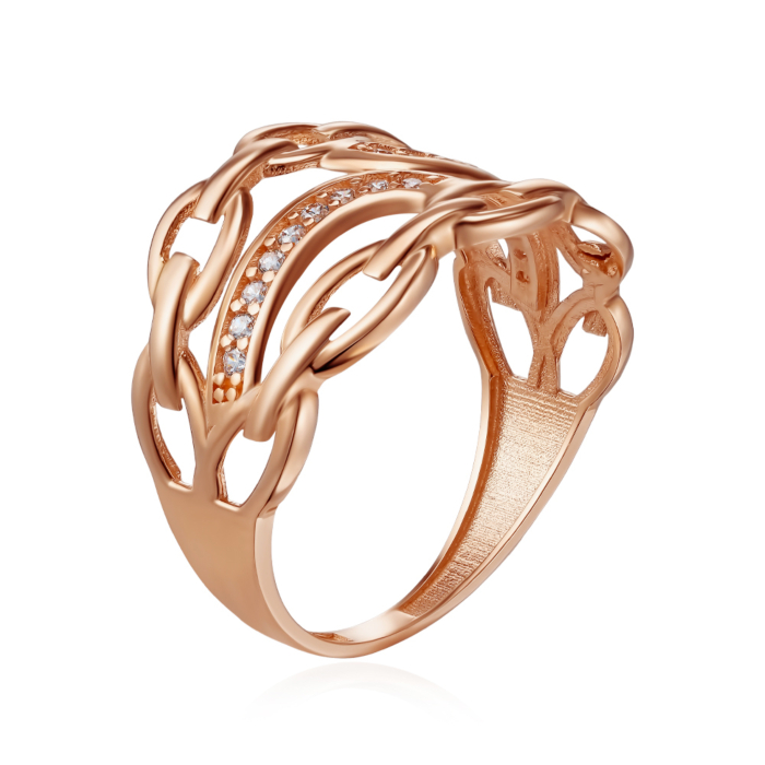 Золотое кольцо с фианитами. Артикул P-R2027-1-R/01/1