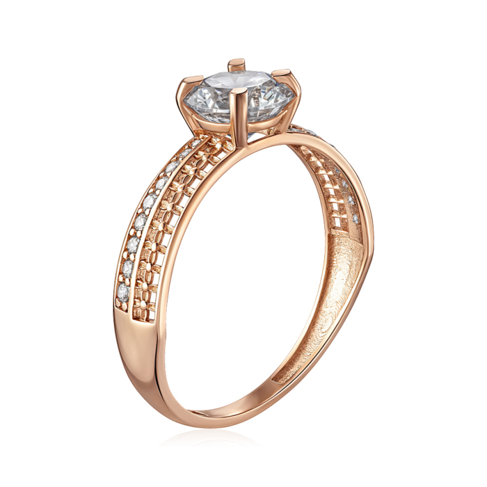 Золотое кольцо с фианитами. Артикул P-R2028-R/01/1