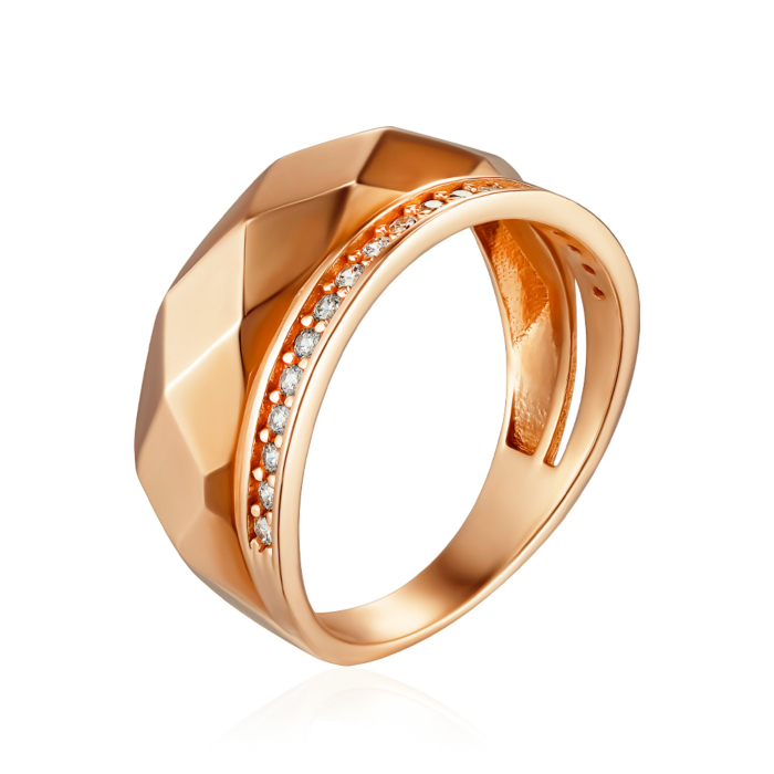 Золота каблучка з фіанітами. Артикул P-R2031-1-R/01/1