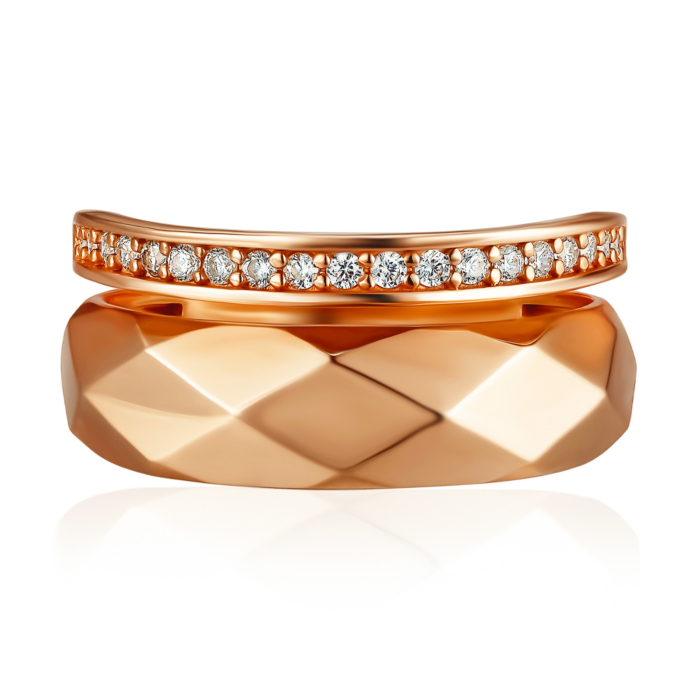 Золота каблучка з фіанітами. Артикул P-R2031-1-R/01/1