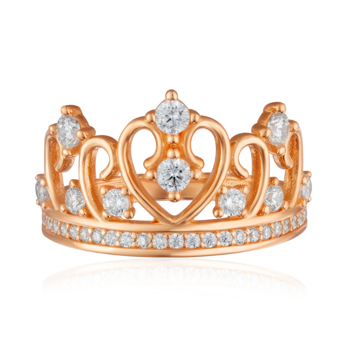 Золотое кольцо Корона с фианитами. Артикул P-R2035-R/01/1