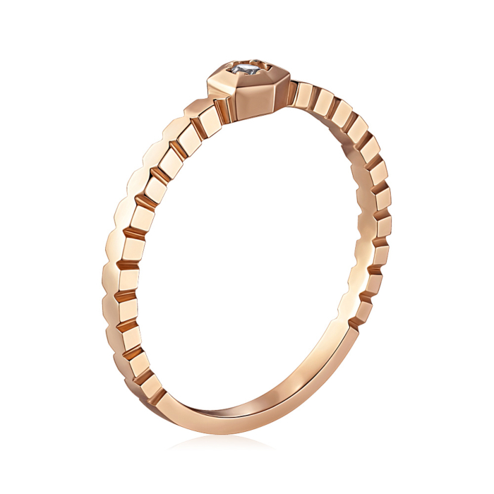 Золотое кольцо с фианитом. Артикул P-R2049-R/01/1