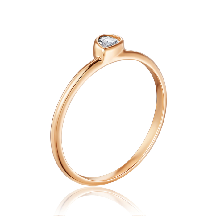 Золотое кольцо с фианитом. Артикул P-R2115-1-R/01/1
