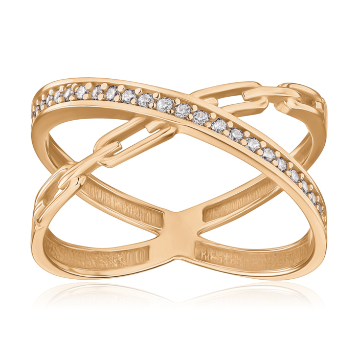 Золота каблучка з фіанітами P-R02010-R/01/1