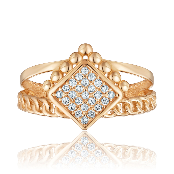 Золота каблучка з фіанітами. Артикул P-R2123-R/01/1