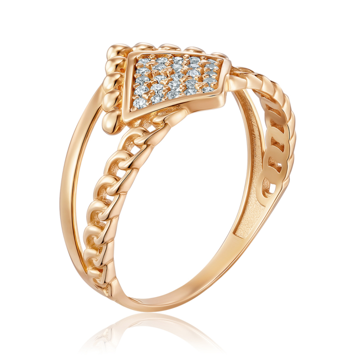 Золота каблучка з фіанітами. Артикул P-R2123-R/01/1