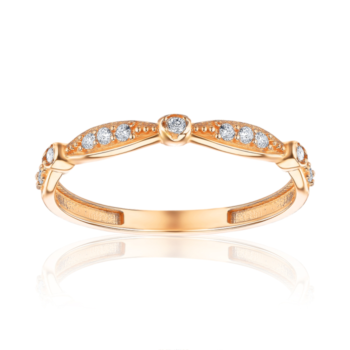 Каблучка з червоного золота з фіанітами P-R4005-R/01/1