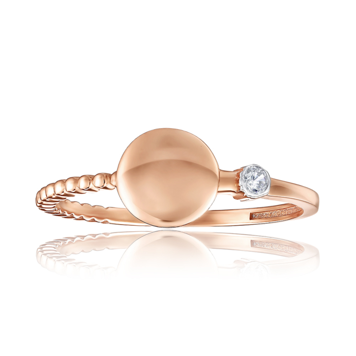 Золотое кольцо с фианитом. Артикул P-R01075-R/01/1