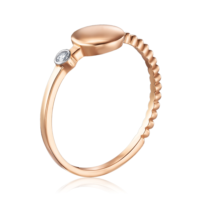 Золотое кольцо с фианитом. Артикул P-R01075-R/01/1
