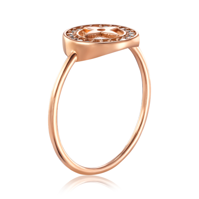 Золота каблучка з фіанітами. Артикул P-Ro1187-R/01/1