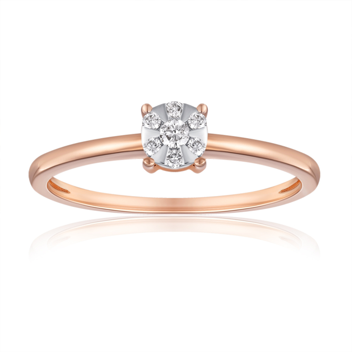 Золота каблучка з діамантами. Артикул P-RR09049/14/9082