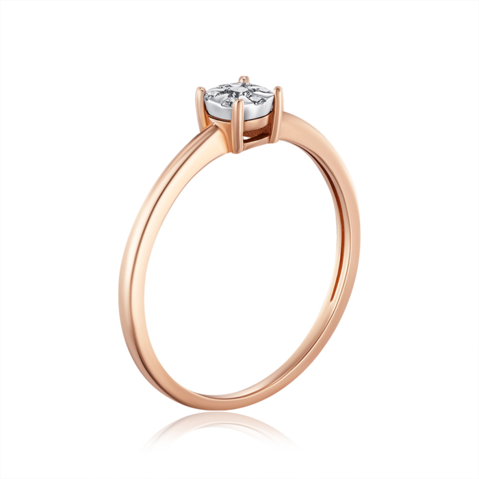 Золота каблучка з діамантами. Артикул P-RR09049/14/9082