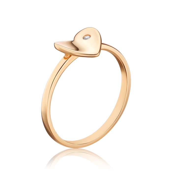 Золота каблучка "Серце" з фіанітом P-RR2293-05-R/01/1