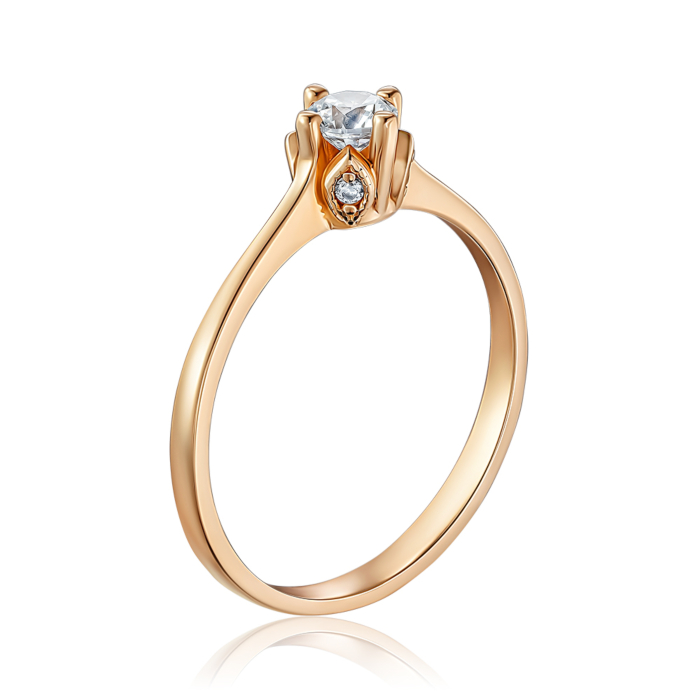 Золотое кольцо с фианитом. Артикул P-RS3254-05-R/01/1