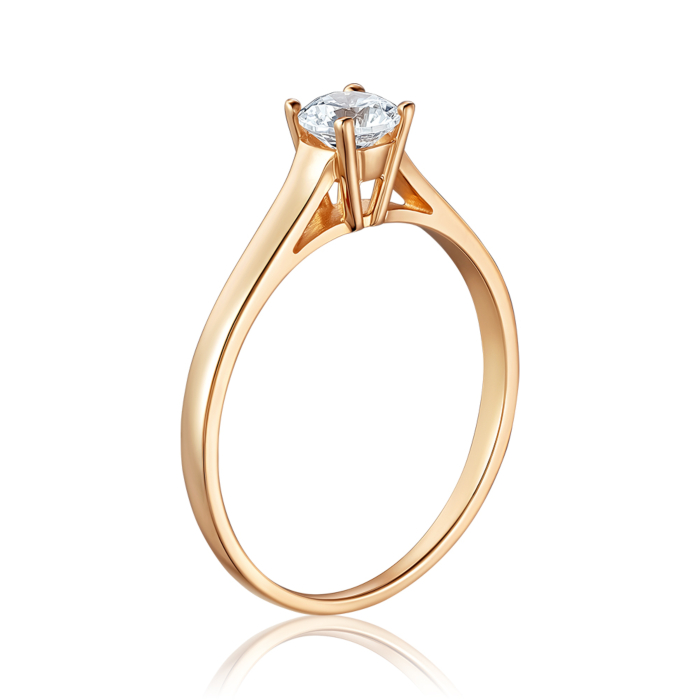 Золота каблучка з фіанітом. Артикул P-RS3266-05-R/01/1