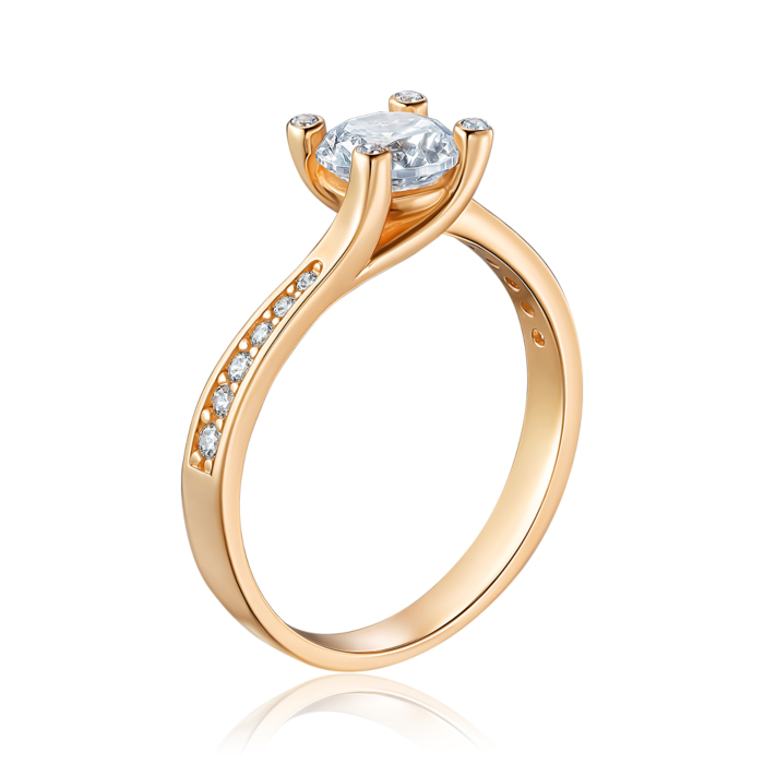 Золотое кольцо с фианитами. Артикул P-RS3323-05-R/01/1