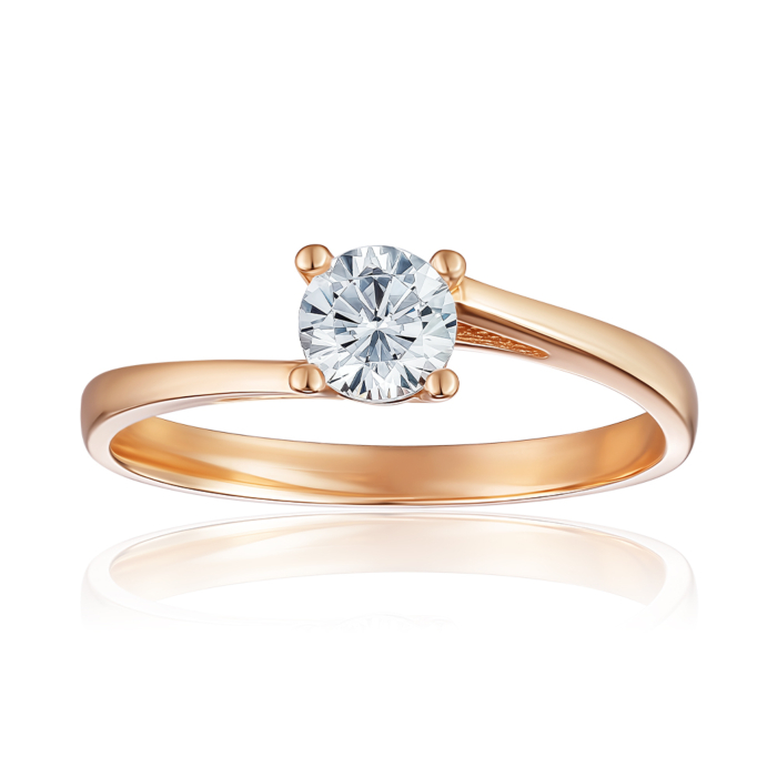 Золота каблучка з фіанітом. Артикул P-RS3374-05-R/01/1