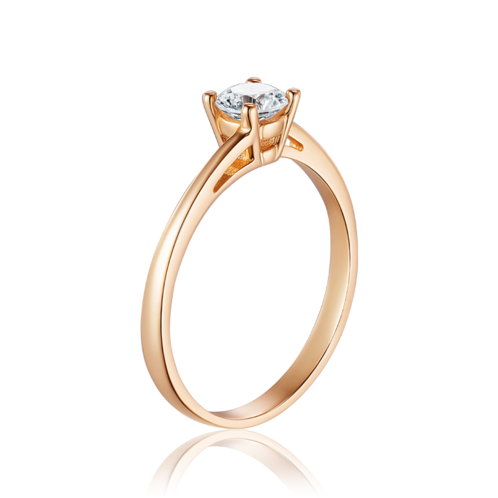 Золота каблучка з фіанітом. Артикул P-RS3374-05-R/01/1