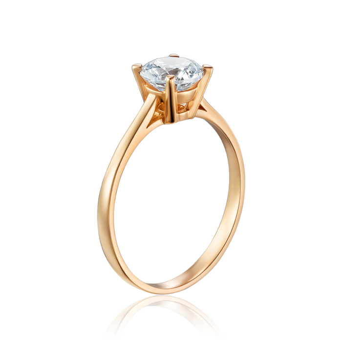 Золота каблучка з фіанітом. Артикул P-RX0026-05-R/01/1