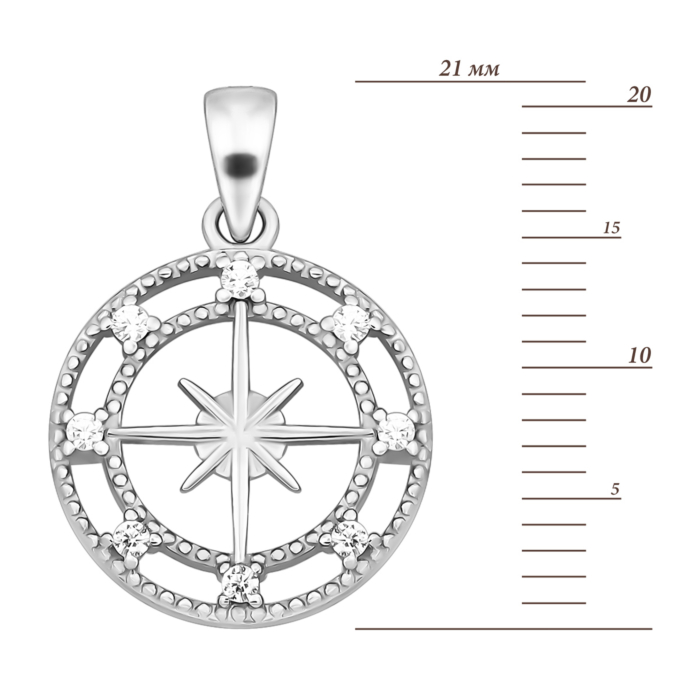 Срібна підвіска з фіанітами. Артикул UG5P2303003