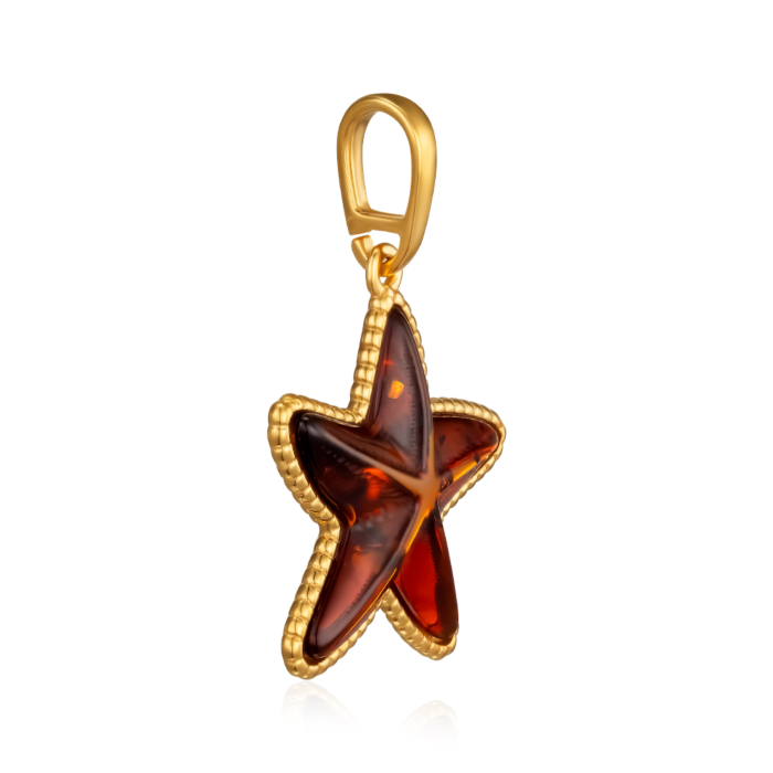 Срібна позолочена підвіска з бурштином. Артикул P716C-GP-P/20/2787