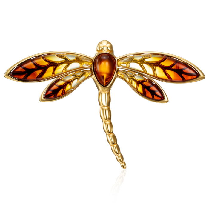 Срібна позолочена підвіска з бурштином. Артикул P796OM-GP-P/20/2787