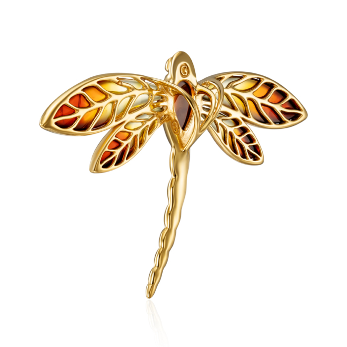 Срібна позолочена підвіска з бурштином. Артикул P796OM-GP-P/20/2787