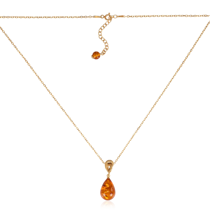 Серебряное колье с янтарем. Артикул P922C+CHAIN18-K/20/2787