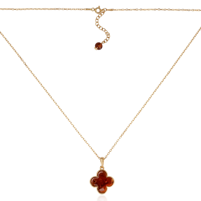 Серебряное колье с янтарем. Артикул P935C+CHAIN18-K/20/2787