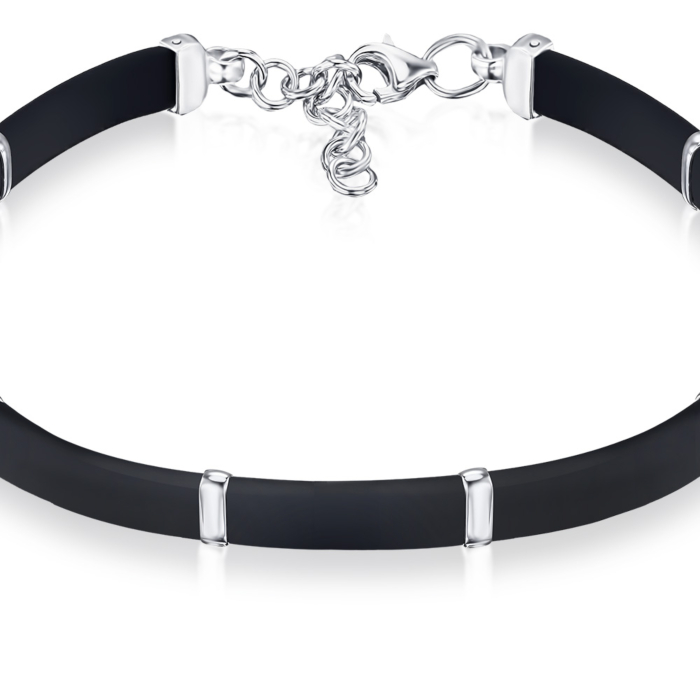 Серебряный браслет с каучуком 90238/12/1