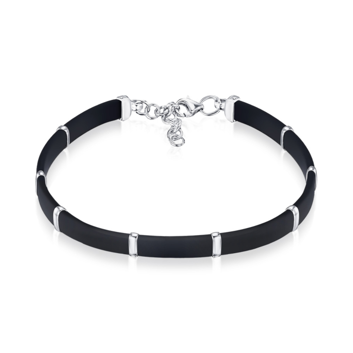 Серебряный браслет с каучуком 90238/12/1