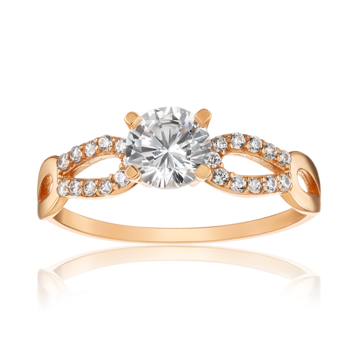 Золота каблучка з фіанітами P-R01112-R/01/1