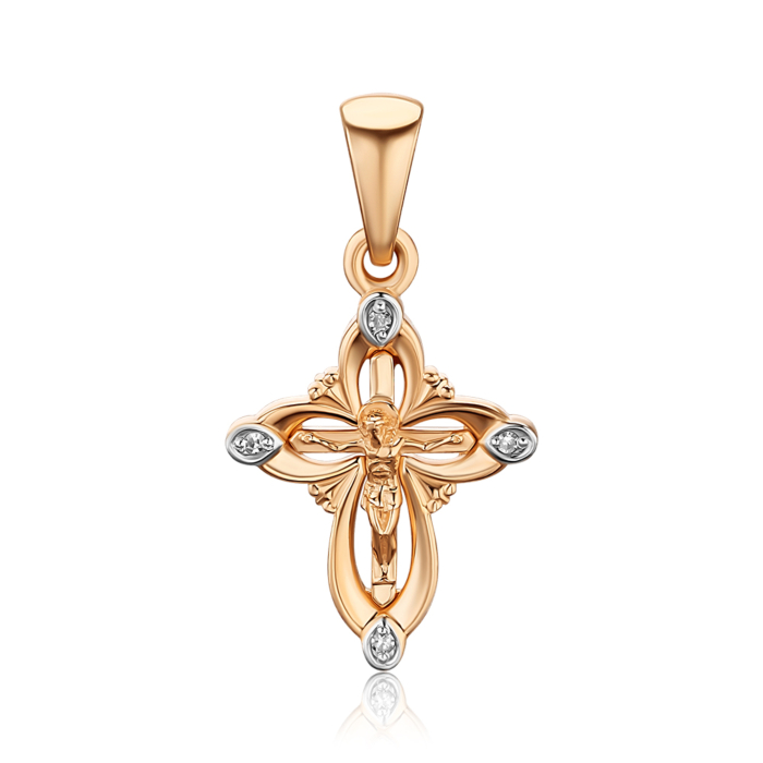 Золотой крестик с бриллиантами. Артикул 560091/01/1/8007
