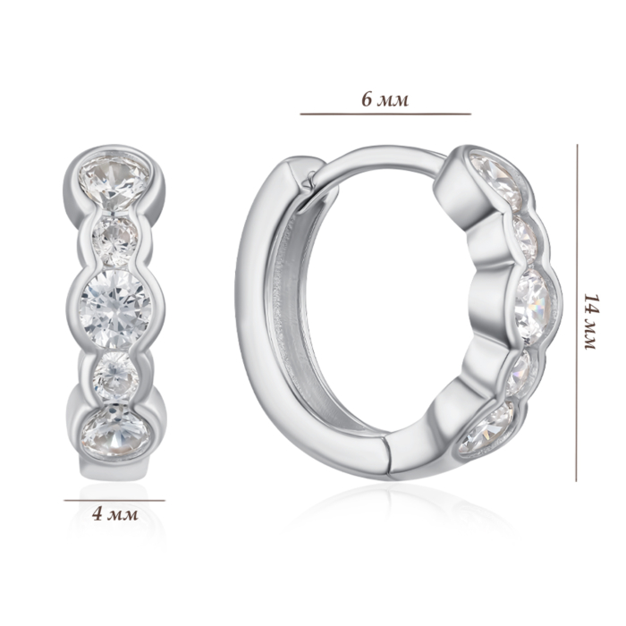 Серебряные серьги с фианитами. Артикул PB01847-E/12/1