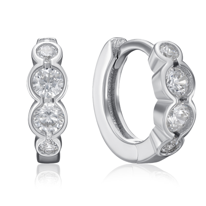 Срібні сережки-конго з фіанітами. Артикул PB01880-E/12/1