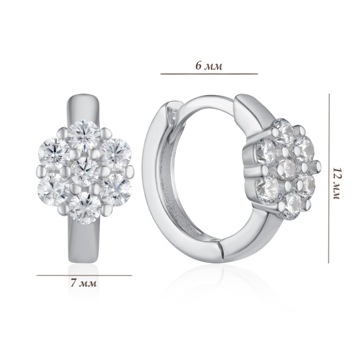 Срібні сережки з фіанітами. Артикул PB05188-E/12/1