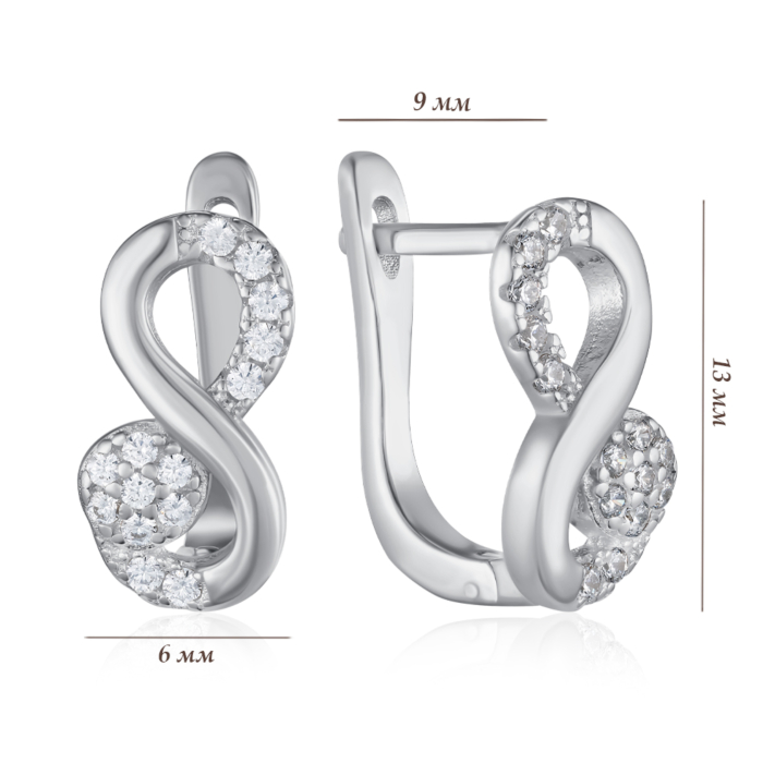 Серебряные серьги с фианитами. Артикул PB05196-E/12/1