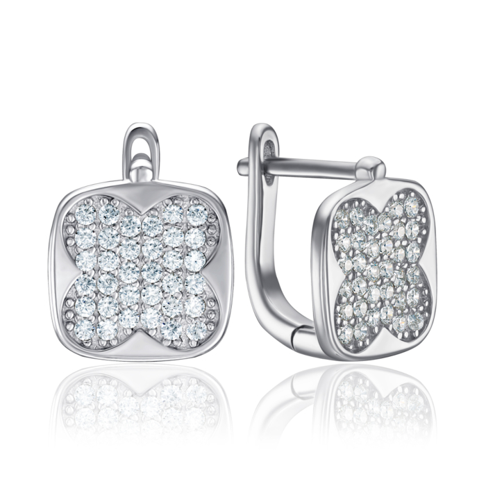 Срібні сережки з фіанітами. Артикул PB05280-E/12/1
